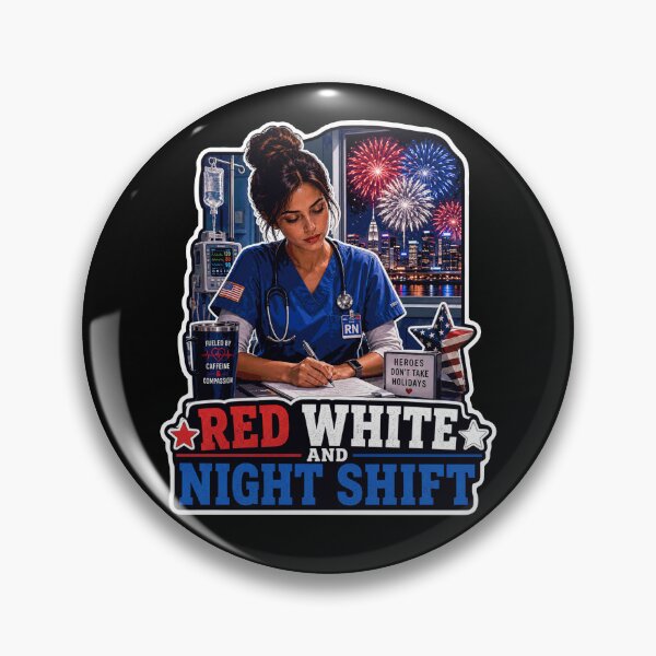 Item preview, Red White and Night Shift Nurse Patriotic RN designed and sold by No Limits T-Shirts.