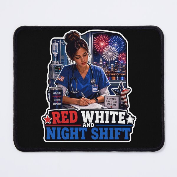 Item preview, Red White and Night Shift Nurse Patriotic RN designed and sold by No Limits T-Shirts.