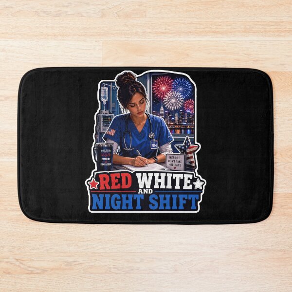 Item preview, Red White and Night Shift Nurse Patriotic RN designed and sold by No Limits T-Shirts.