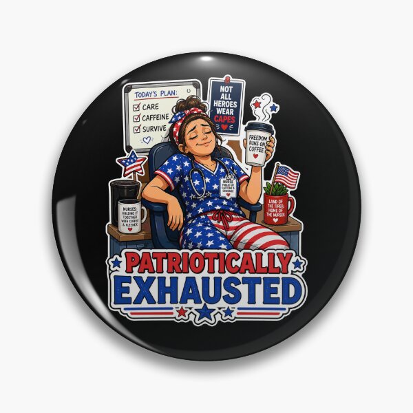 Item preview, Patriotically Exhausted Nurse Coffee USA Flag designed and sold by No Limits T-Shirts.