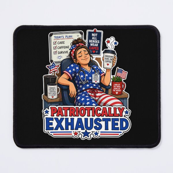 Item preview, Patriotically Exhausted Nurse Coffee USA Flag designed and sold by No Limits T-Shirts.