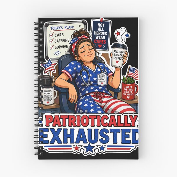 Item preview, Patriotically Exhausted Nurse Coffee USA Flag designed and sold by No Limits T-Shirts.