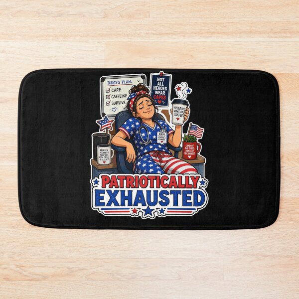 Item preview, Patriotically Exhausted Nurse Coffee USA Flag designed and sold by No Limits T-Shirts.