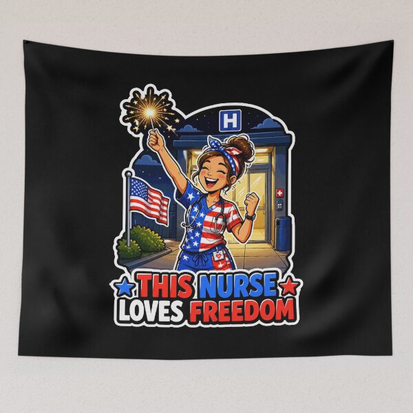 Item preview, This Nurse Loves Freedom Patriotic American RN designed and sold by No Limits T-Shirts.
