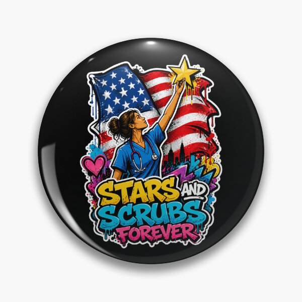 Item preview, Stars and Scrubs Forever Nurse American Flag Graffiti designed and sold by No Limits T-Shirts.