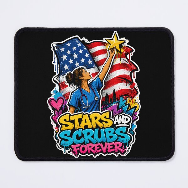Item preview, Stars and Scrubs Forever Nurse American Flag Graffiti designed and sold by No Limits T-Shirts.