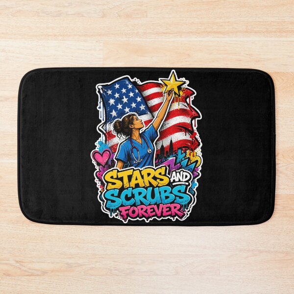 Item preview, Stars and Scrubs Forever Nurse American Flag Graffiti designed and sold by No Limits T-Shirts.