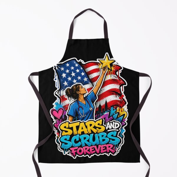 Item preview, Stars and Scrubs Forever Nurse American Flag Graffiti designed and sold by No Limits T-Shirts.