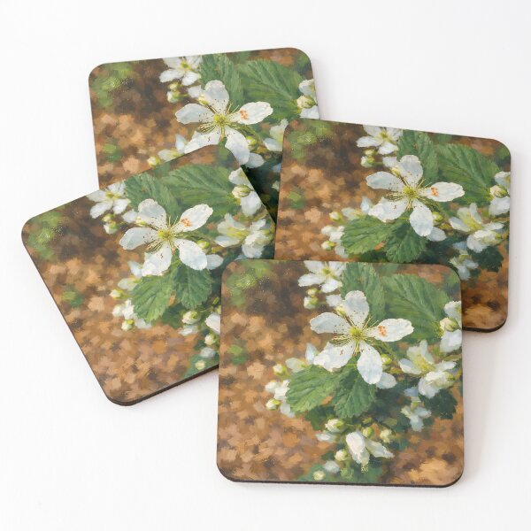Item preview, Wild Blackberry Blossom Oil Painting | White Forest Wildflower Botanical Art designed and sold by Blossom-Breeze.