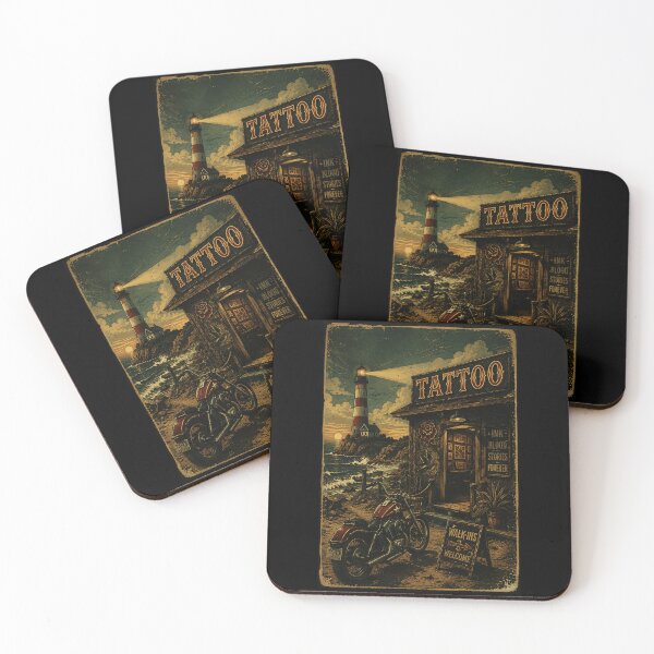 Item preview, Vintage Tattoo Shop Lighthouse Biker Coastal Gothic Retro designed and sold by Modaozushi216.