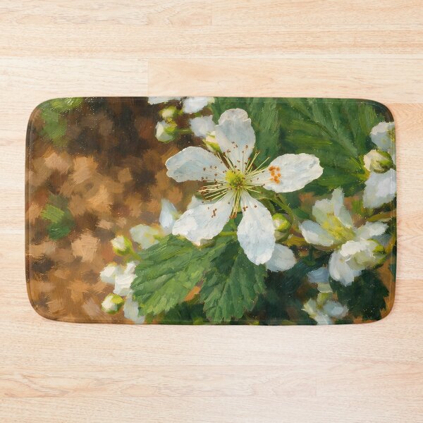Item preview, Wild Blackberry Blossom Oil Painting | White Forest Wildflower Botanical Art designed and sold by Blossom-Breeze.