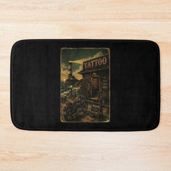 Item preview, Vintage Tattoo Shop Lighthouse Biker Coastal Gothic Retro designed and sold by Modaozushi216.