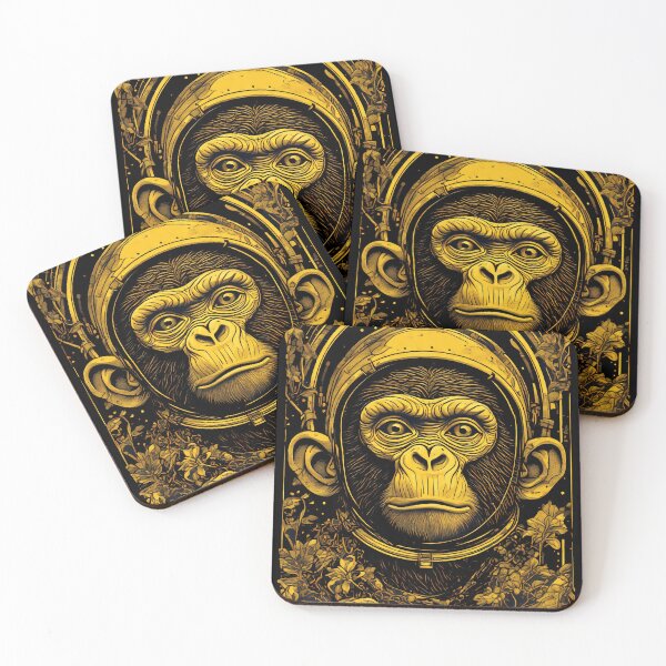 Item preview, yellow monkey astronaut designed and sold by aliraweb.