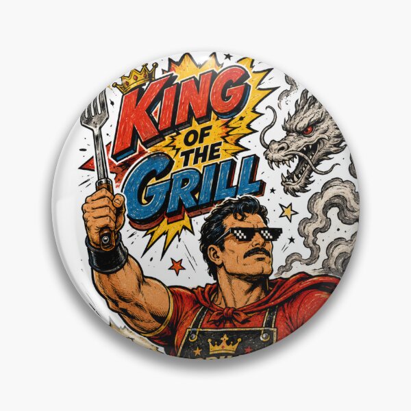 Item preview, Dad King of the Grill Comic Book Style Vintage Dragon designed and sold by JonelleTshirts.