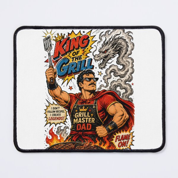Item preview, Dad King of the Grill Comic Book Style Vintage Dragon designed and sold by JonelleTshirts.
