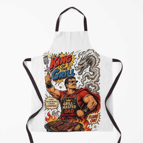 Item preview, Dad King of the Grill Comic Book Style Vintage Dragon designed and sold by JonelleTshirts.