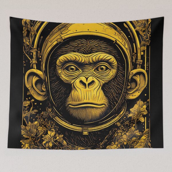 Item preview, yellow monkey astronaut designed and sold by aliraweb.
