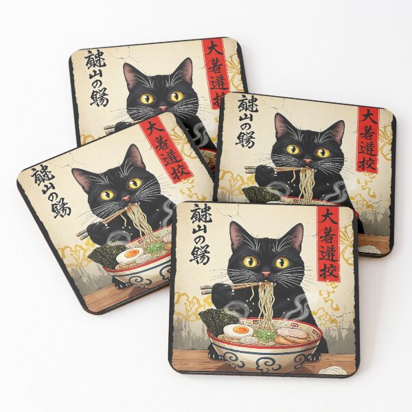 Item preview, Kawaii Black Cat Ramen Retro Japanese Noodle Night designed and sold by titanlevi.