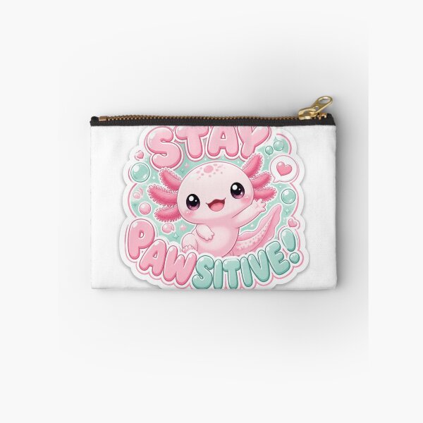 Item preview, Stay Pawsitive Cute Axolotl | Kawaii Pink Axolotl Sticker | Funny Axolotl Gift | Positive Quote designed and sold by Cosmic Zodiac Studio.
