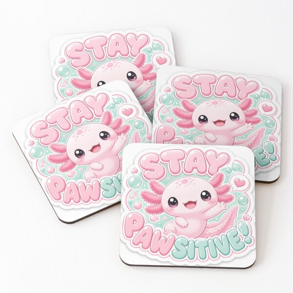 Item preview, Stay Pawsitive Cute Axolotl | Kawaii Pink Axolotl Sticker | Funny Axolotl Gift | Positive Quote designed and sold by Cosmic Zodiac Studio.