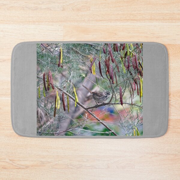 Item preview, Song Sparrow in Tree with Colorful Seed Pods designed and sold by CarolM.