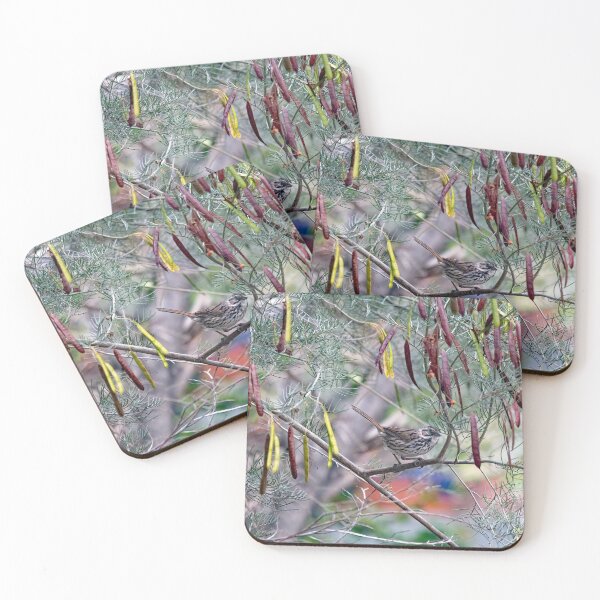 Item preview, Song Sparrow in Tree with Colorful Seed Pods designed and sold by CarolM.