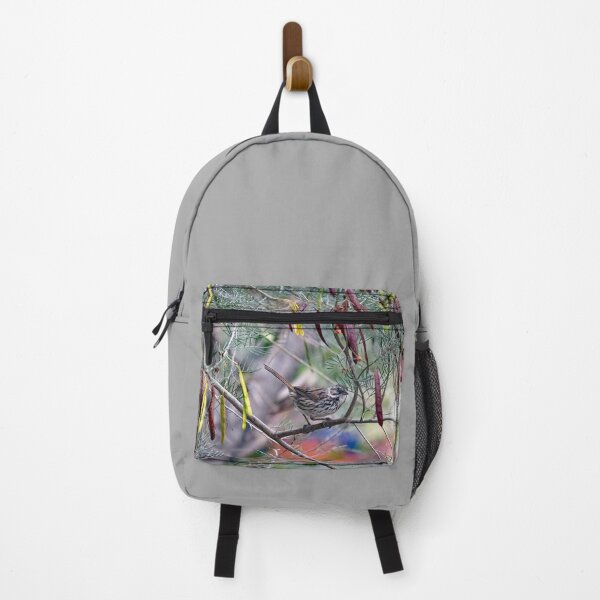 Item preview, Song Sparrow in Tree with Colorful Seed Pods designed and sold by CarolM.