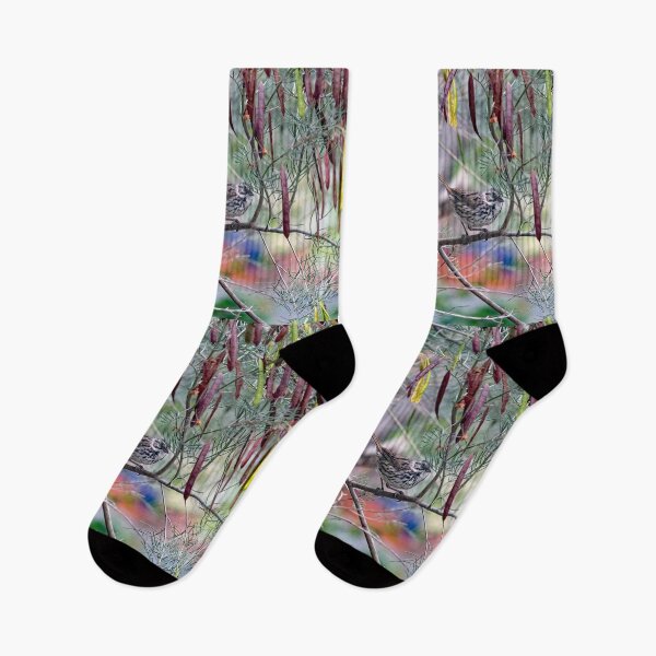 Item preview, Song Sparrow in Tree with Colorful Seed Pods designed and sold by CarolM.