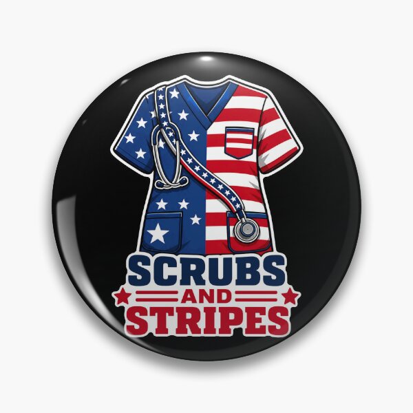 Item preview, Scrubs And Stripes American Flag Nurse Stethoscope designed and sold by No Limits T-Shirts.