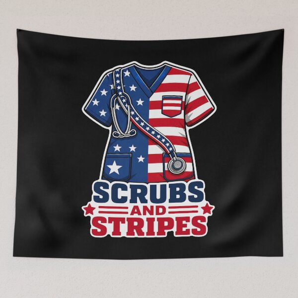 Item preview, Scrubs And Stripes American Flag Nurse Stethoscope designed and sold by No Limits T-Shirts.