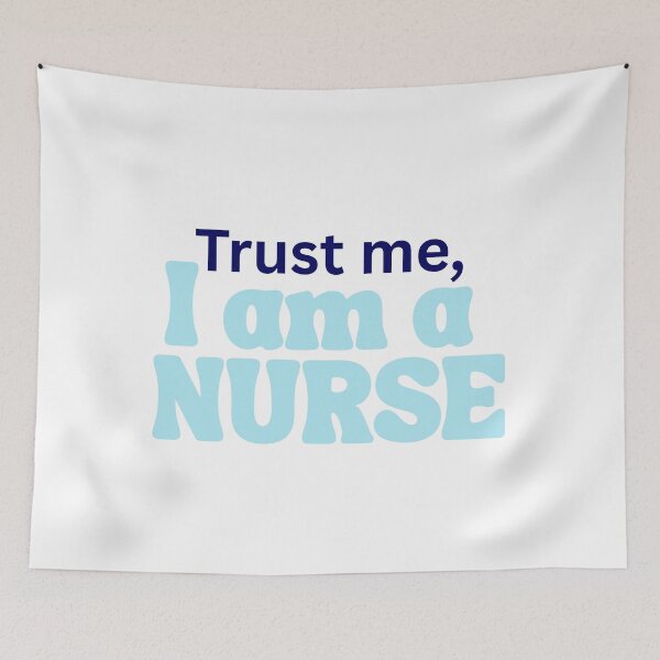 Item preview, Trust Me Im A Nurse Blue Typography Sticker designed and sold by Niji Hibana.