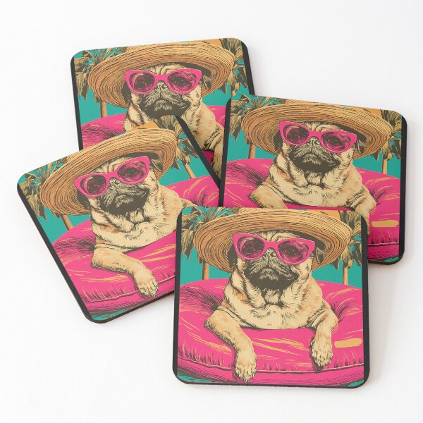 Item preview, Summer Pug with Sunglasses Cute Dog Tropical Pool Party designed and sold by Littermin.