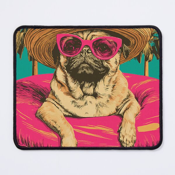 Item preview, Summer Pug with Sunglasses Cute Dog Tropical Pool Party designed and sold by Littermin.