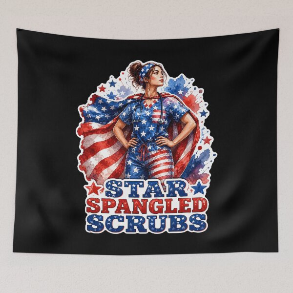 Item preview, Star Spangled Scrubs Patriotic Nurse Hero USA designed and sold by No Limits T-Shirts.