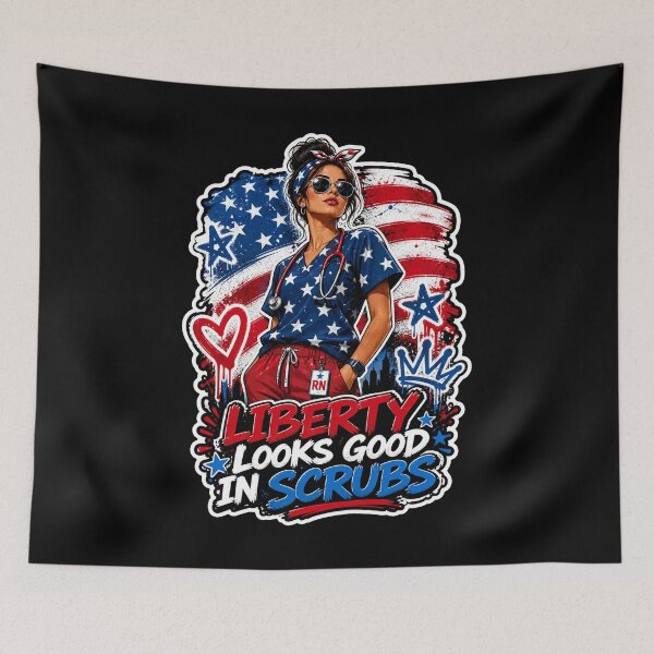 Item preview, Patriotic RN Nurse Liberty Looks Good In Scrubs designed and sold by No Limits T-Shirts.