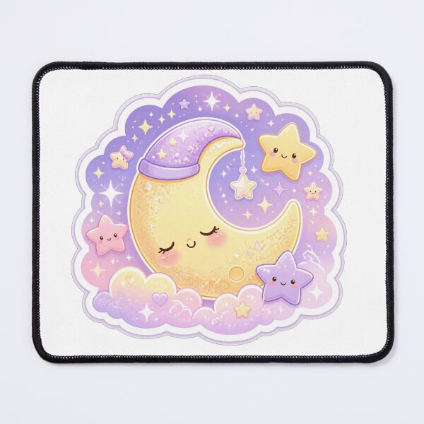 Item preview, Kawaii Sleeping Moon and Stars Pastel Dream Cute Celestial Sticker designed and sold by Cosmic Zodiac Studio.