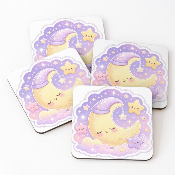 Item preview, Kawaii Sleeping Moon and Stars Pastel Dream Cute Celestial Sticker designed and sold by Cosmic Zodiac Studio.