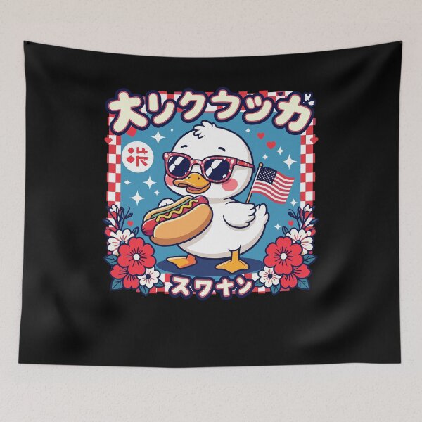 Item preview, Kawaii Duck Hot Dog USA Flag America Swan Design designed and sold by No Limits T-Shirts.