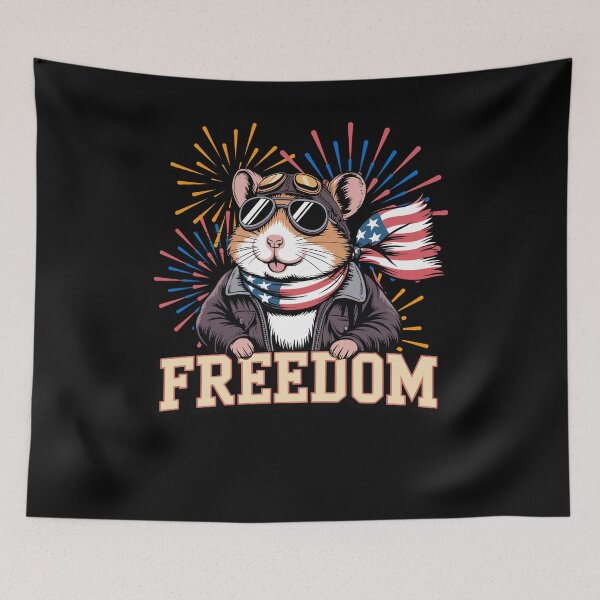 Item preview, Patriotic Biker Hamster Freedom American Flag designed and sold by No Limits T-Shirts.