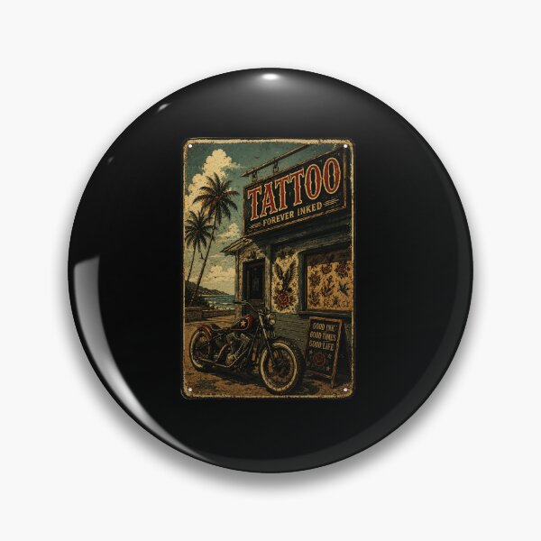 Item preview, Vintage Coastal Tattoo Shop Biker Retro Palm Tree designed and sold by Modaozushi216.