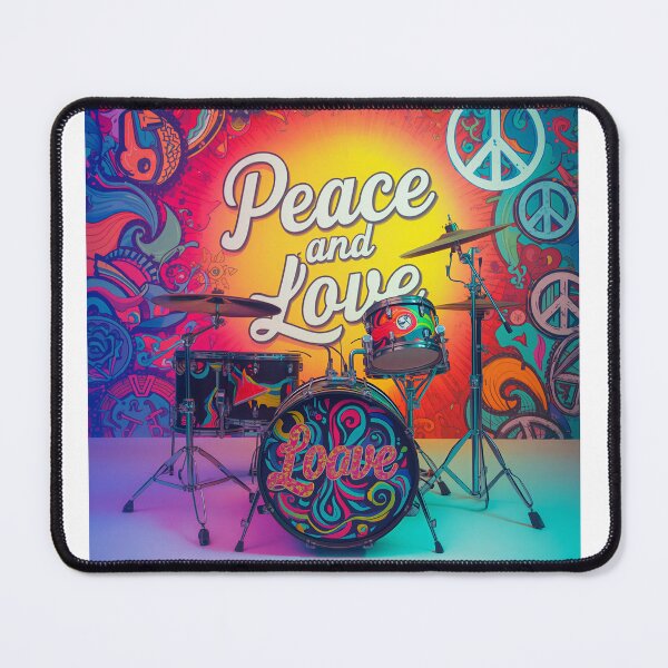 Item preview, Retro Psychedelic Peace and Love Drum Kit Art designed and sold by Jajahshop.