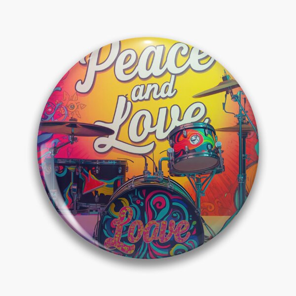 Item preview, Retro Psychedelic Peace and Love Drum Kit Art designed and sold by Jajahshop.