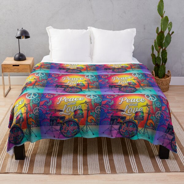 Item preview, Retro Psychedelic Peace and Love Drum Kit Art designed and sold by Jajahshop.
