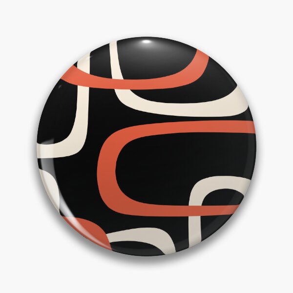 Item preview, Mid Century Modern Retro Loops Pattern in Black Orange Cream designed and sold by kierkegaard.