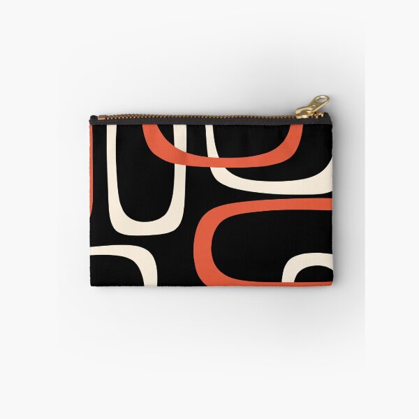 Item preview, Mid Century Modern Retro Loops Pattern in Black Orange Cream designed and sold by kierkegaard.