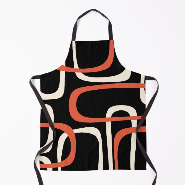 Item preview, Mid Century Modern Retro Loops Pattern in Black Orange Cream designed and sold by kierkegaard.