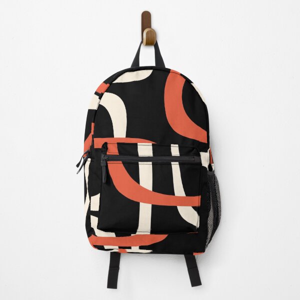 Item preview, Mid Century Modern Retro Loops Pattern in Black Orange Cream designed and sold by kierkegaard.