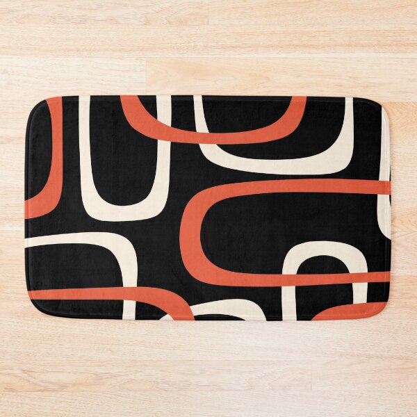 Item preview, Mid Century Modern Retro Loops Pattern in Black Orange Cream designed and sold by kierkegaard.