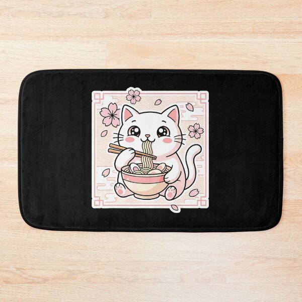 Item preview, Kawaii Ramen Cat With Cherry Blossoms Soft Japanese Style designed and sold by titanlevi.