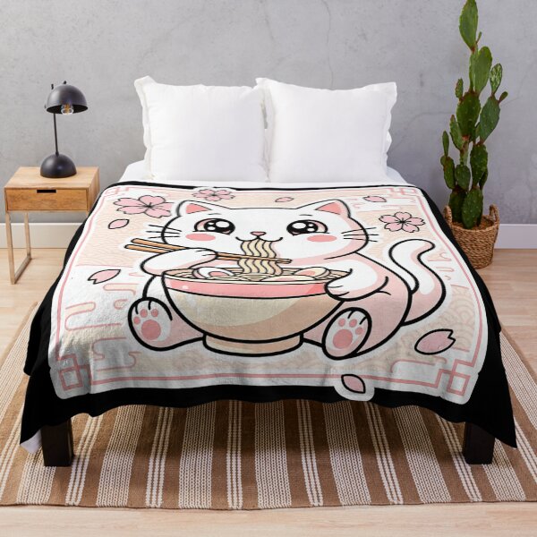 Item preview, Kawaii Ramen Cat With Cherry Blossoms Soft Japanese Style designed and sold by titanlevi.